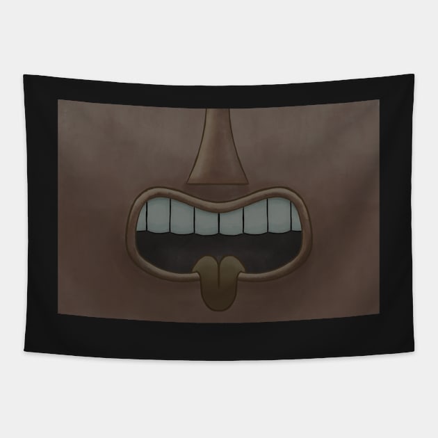 Umber Tiki Tongue Mask! Tapestry by ErinKantBarnard