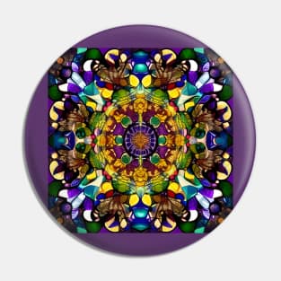 Crystalline Stained Glass Flower Mandala Pin