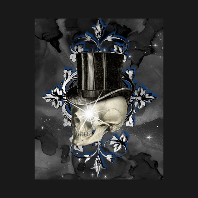 Skull with black top hat and a sparkle in his eye by allthumbs