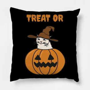 Halloween Crying Cat in Jack O Lantern Pillow