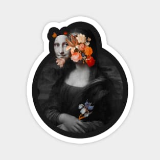 Surreal Mona Lisa with flowers. Magnet