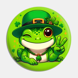 St Patricks Day Frog Face Saint Pattys Paddys Men Women Kids Pin