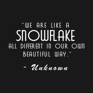 We are like a snowflake all different in our own beautiful way T-Shirt