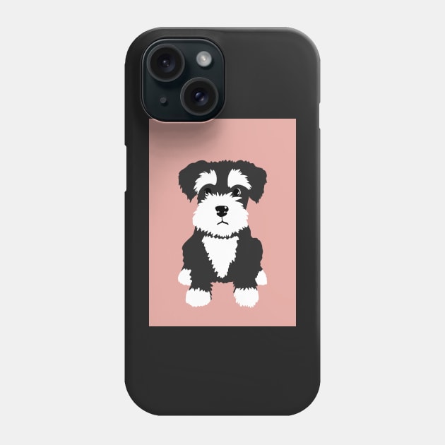 Sweet black and white Miniature Schnauzer puppy dog Phone Case by NattyDesigns