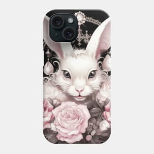 White Rabbit And Roses Phone Case