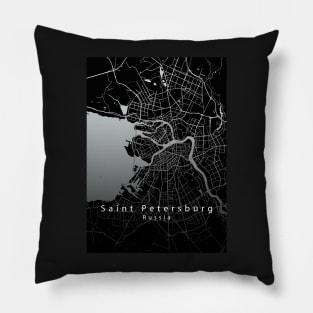 Saint Petersburg Russia City Map dark Pillow