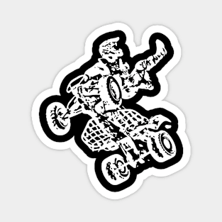 Quad Bike Freestyle White Sketch Art Magnet