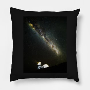 Milky Way over lighthouse Pillow