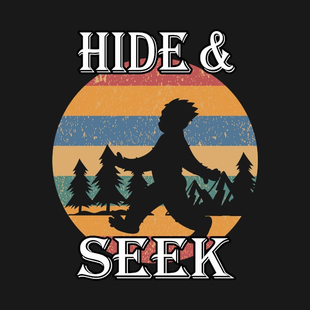 Hide and Seek retro Bigfoot Sasquatch by Foxxy Merch