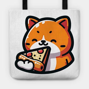 orange cat eating pizza Tote