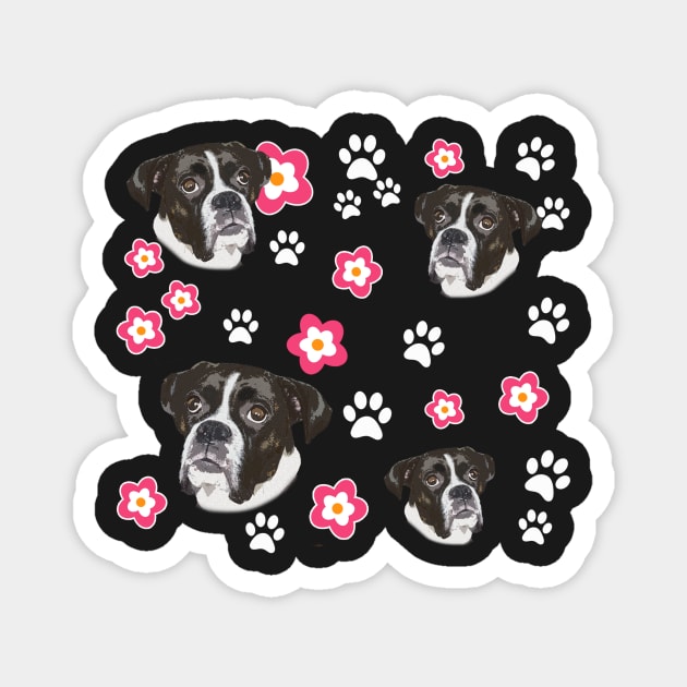 Purple Flowers and Brindle Boxer Dog Gifts Magnet by 3QuartersToday