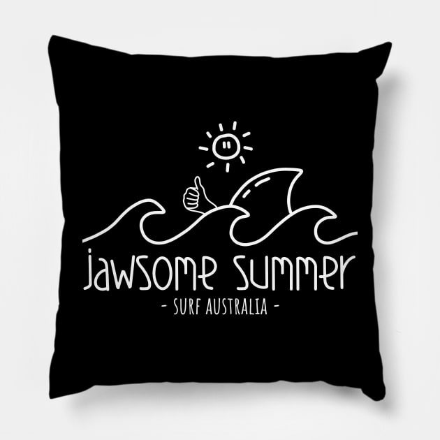 Jawsome Summer Surf Australia - Funny surfing Design Pillow by ManoTakako