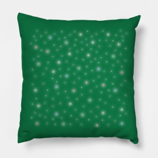 Glowing Pixel Snowstorm on Green Pillow