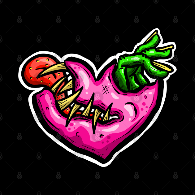 Zombie Heart Tongue and Fingers Pink Valentines Day by Squeeb Creative