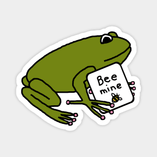 Green Frog says Bee Mine on Valentines Day Magnet
