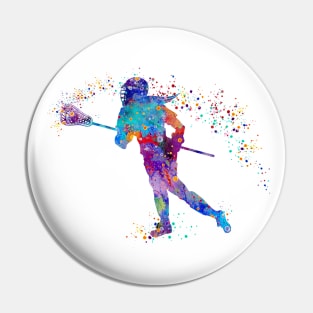 Lacrosse Girl Watercolor Silhouette Painting Pin