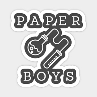 Paper Boys podcast white simple logo Magnet