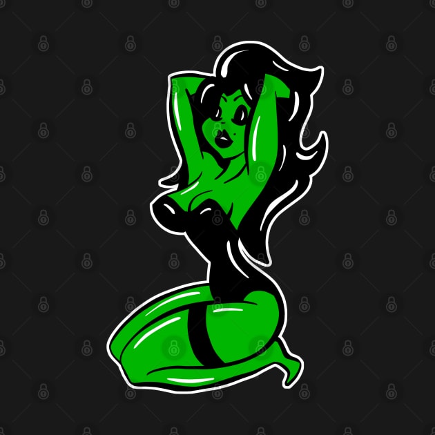 Sexy Green Zombie Woman Cartoon by Squeeb Creative