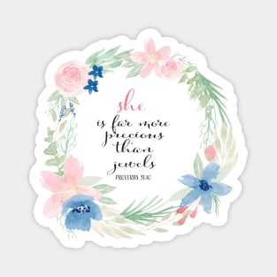 She is far more precious then jewels | Proverbs 31 vs 10 | Christian Art Magnet