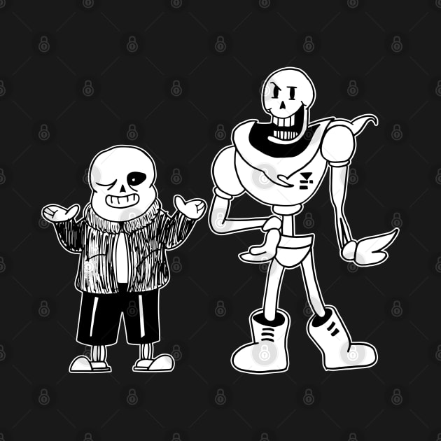 Sans and Papyrus Undertale Simple Black and White Design by Irla