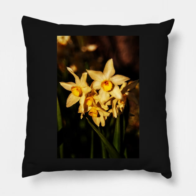 Daffodil flowers Pillow by DeborahMcGrath