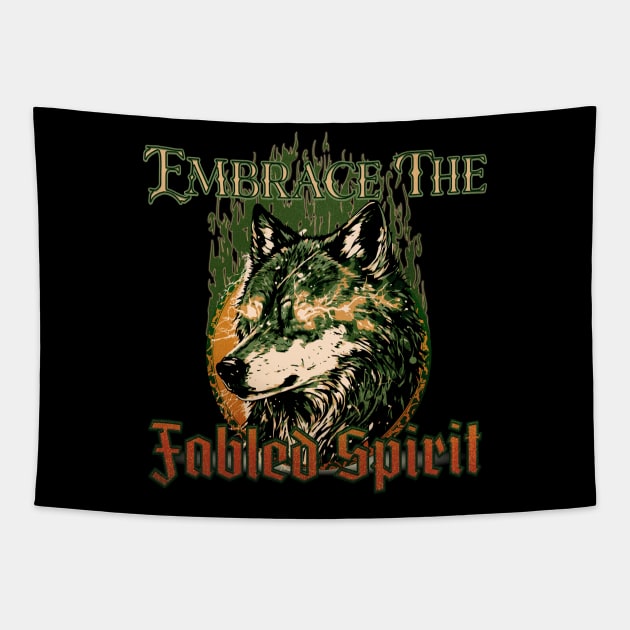 Embrace The Fabled Spirit Wolf Woodlands Tapestry by mythikcreationz