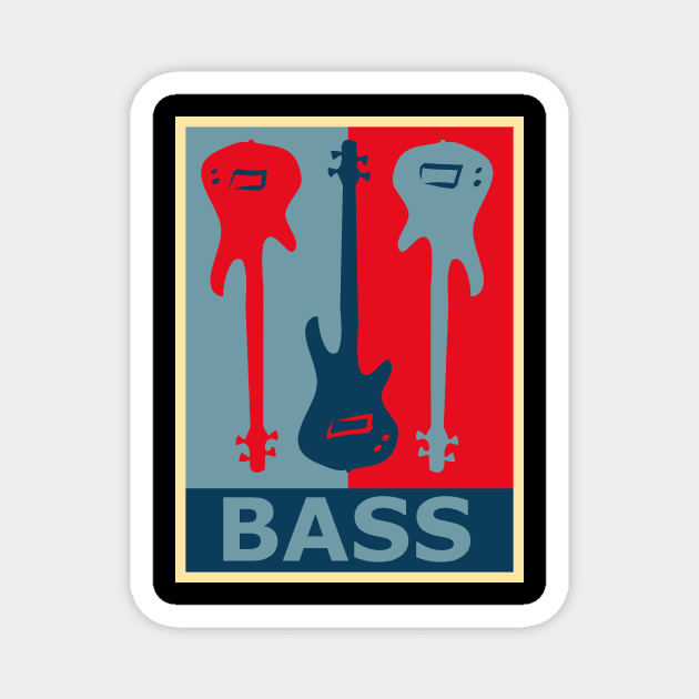 Red Blue Retro Low Poly Gift for Bass Player Magnet by jodotodesign