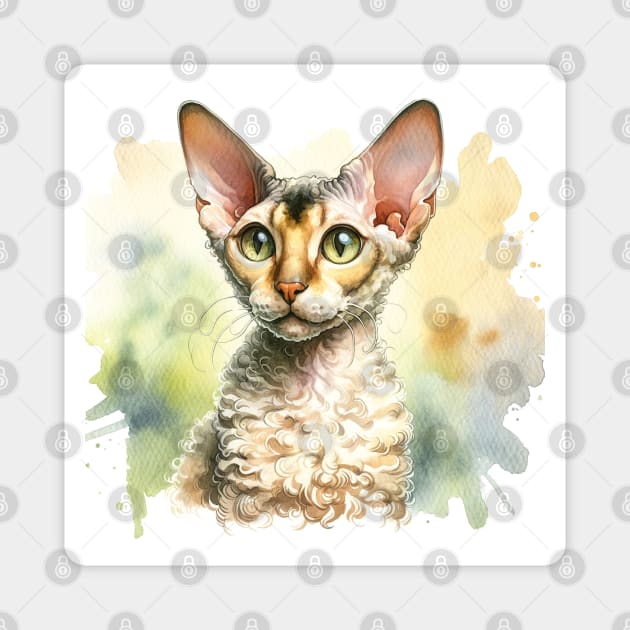 Cornish Rex - Watercolor Cat Magnet by Edd Paint Something