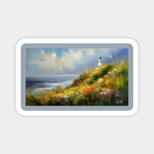 Lighthouse coastal summer scene Magnet