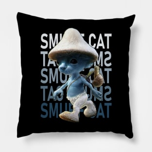 Funny Smurf cat Meme.Blue mushroom Cat meme. Pillow