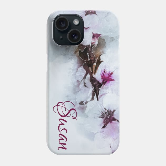 Cherry Blossom Designer Artwork Name Susan Phone Case by Qwerdenker