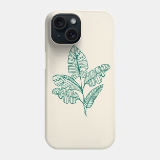 Contour Line Leaves in Dark Teal Phone Case