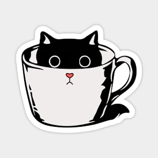 Black kitten with red nose hiding in a cup Magnet