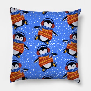 Ice Skating Penguins Pillow