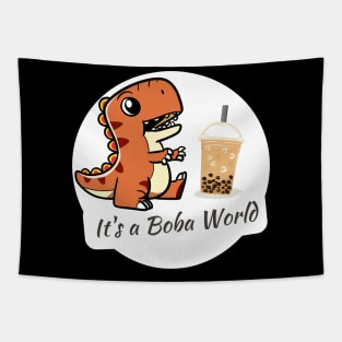 Boba Lover It's a Boba World Dinosaur T-Rex Tapestry