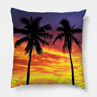 Sunset Palm Trees Pillow