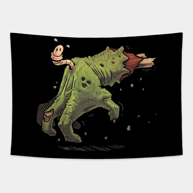 Runaway Zombie Hand and Cute worm. Tapestry by JENNEX