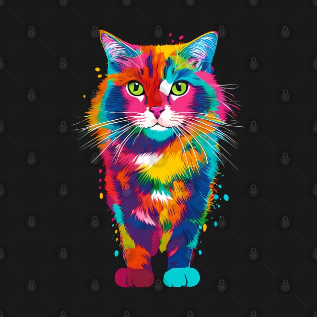 Colorful cat, pop art style neon art by Ravenglow