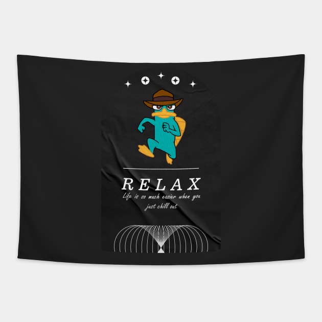 perry the platypus relax 02 Tapestry by Nangers Studio