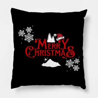 Merry Christmas Snowflakes Santa Hat Design Pillow