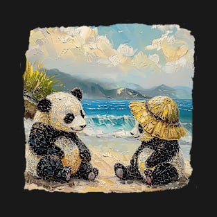 Two Pandas on the Beach T-Shirt