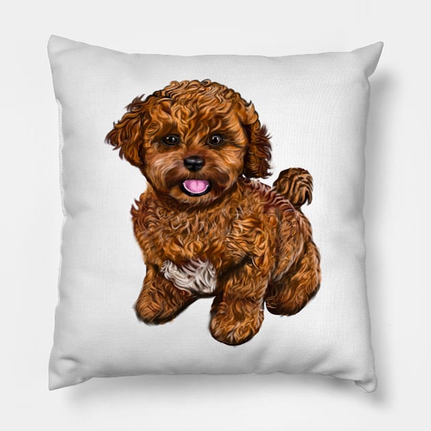 Cavapoochon Cavapoo Cavoodle - cute friendly cavalier King Charles spaniel Bichon frise Pillow by Artonmytee