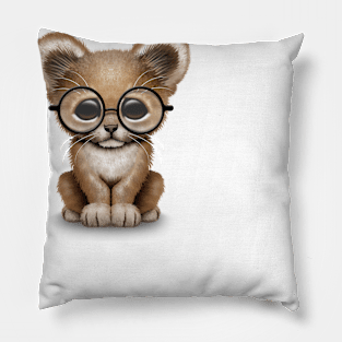 Cute Baby Lion Cub Wearing Glasses Pillow