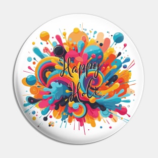 Happy Holi Hindu Color Festival Pin