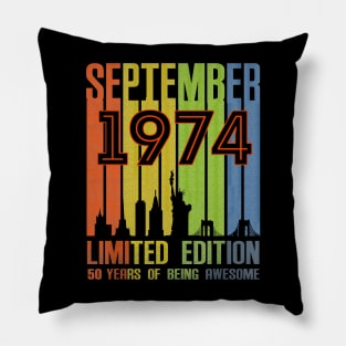 September 1974 50 Years Of Being Awesome Limited Edition Pillow