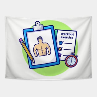 Workout Exercise Cartoon Vector Icon Illustration Tapestry