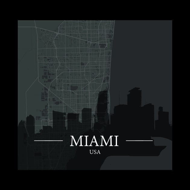 Miami City map with silhouette by Aeons