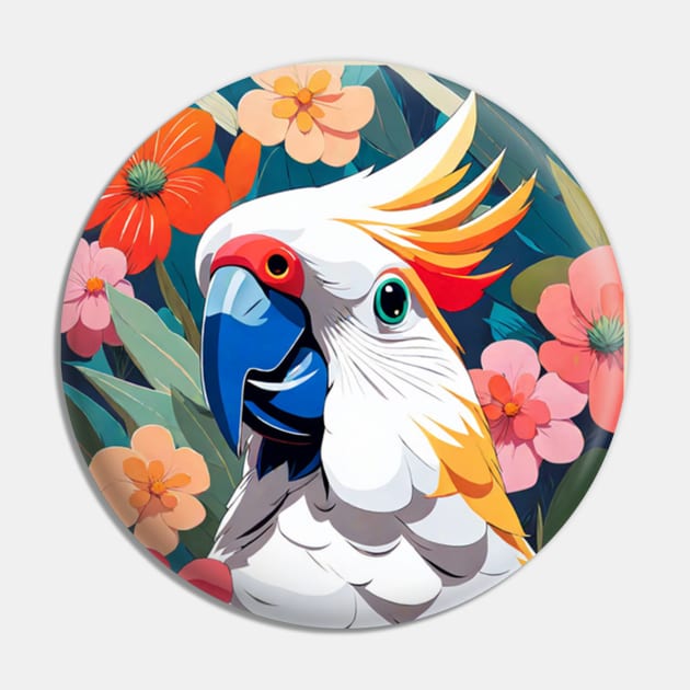 Colorful Cockatoo, Cockatiel in front of vibrant florals Pin by Sieve's Weave's