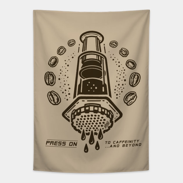 Aeropress Coffee: To Caffeinity... and Beyond! Tapestry by BradAlbright