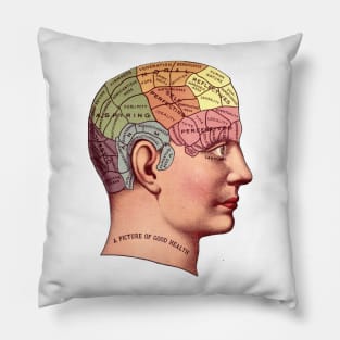 A Picture of Good Health - Vintage Brain Mapping Illustration Pillow